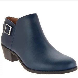 Vionic Millie Blue Leather Bootie Size 6.5 Wide